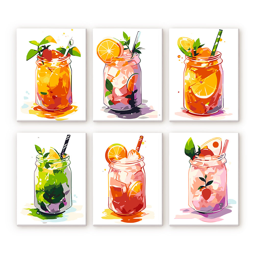 קיט מיני – מארז 6 ציורי משקאות צבעוניים