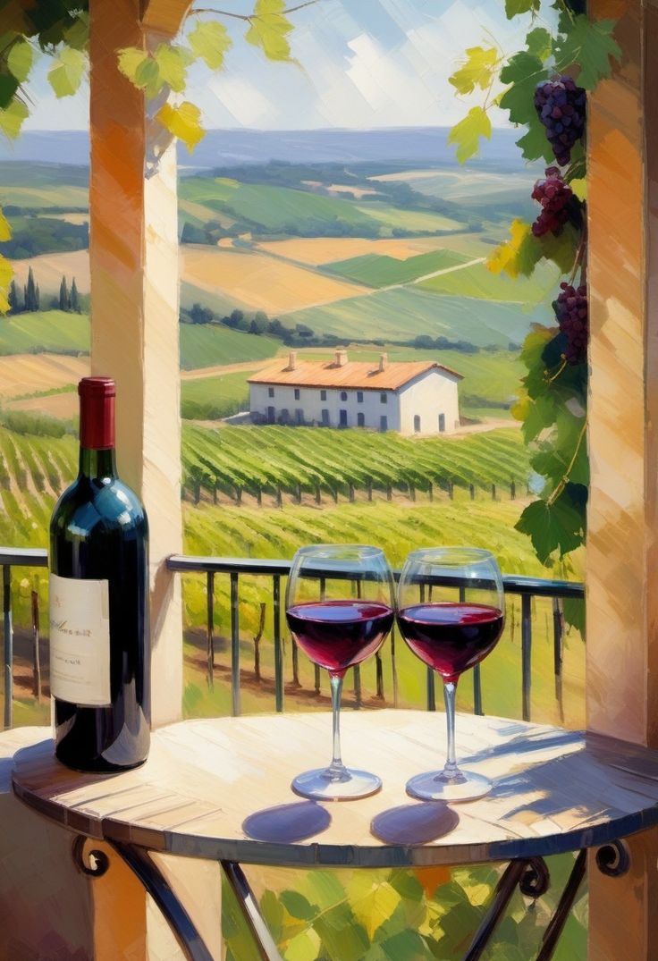 צביעה לפי מספרים - ציור יין בכרם כפרי