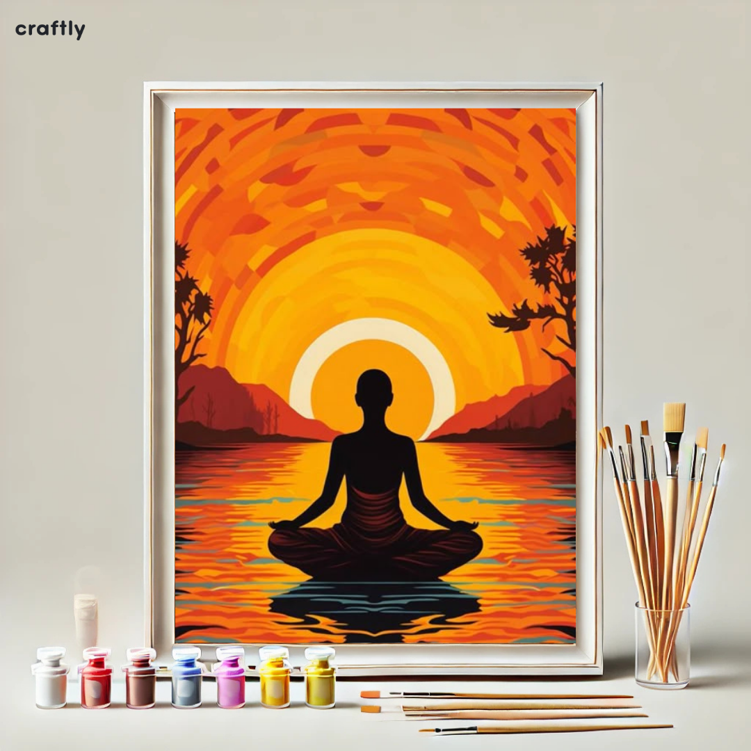 צביעה לפי מספרים - ציור שקיעה רוחנית