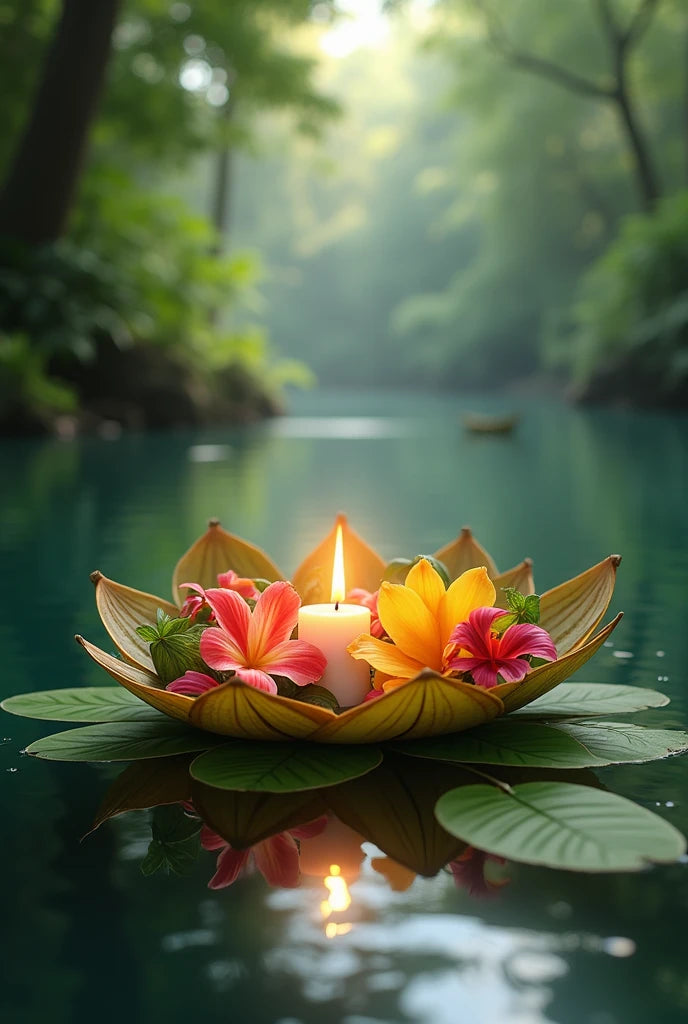 צביעה לפי מספרים - ציור נר בפרח צף