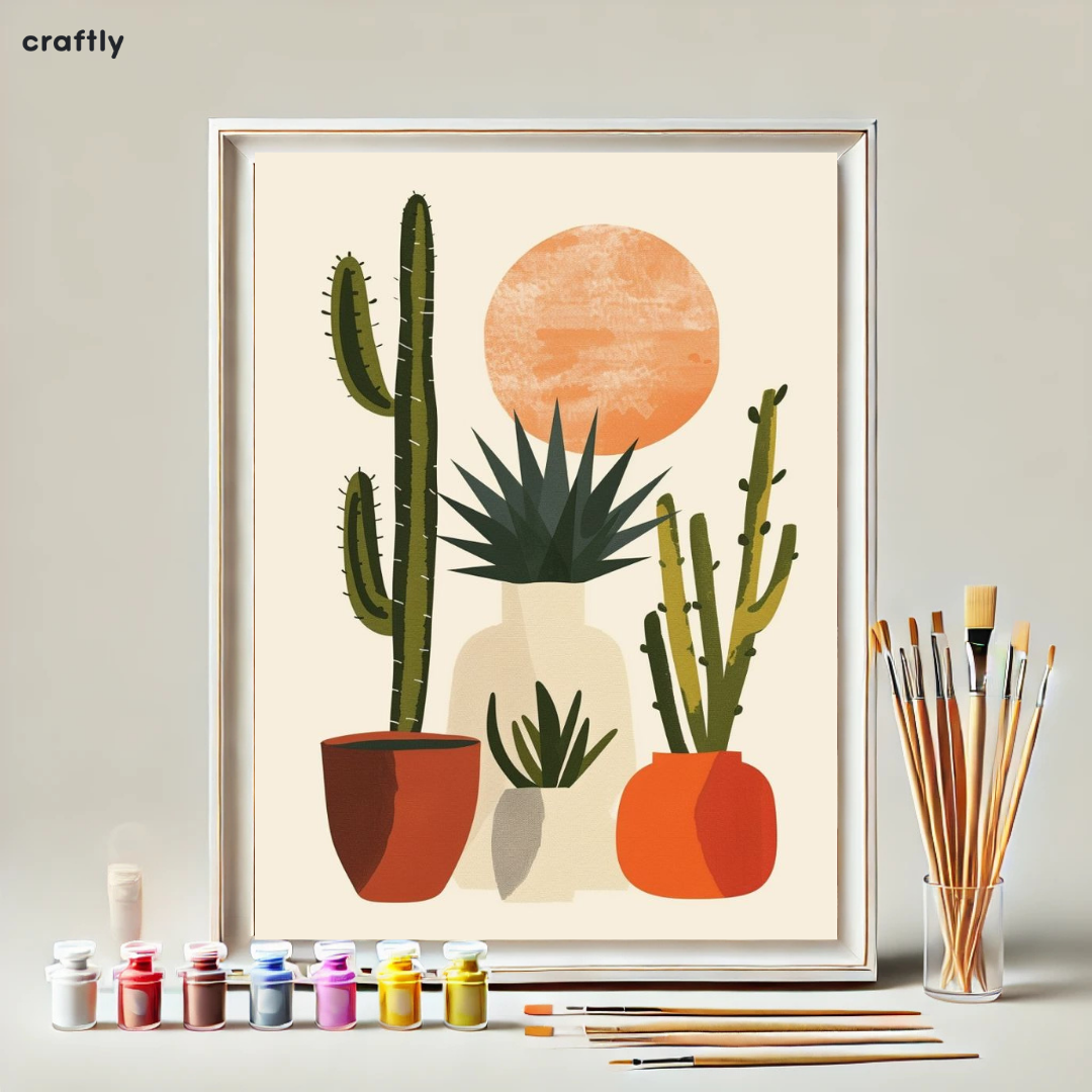 צביעה לפי מספרים - ציור קקטוסים