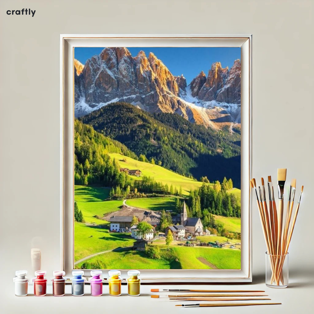 צביעה לפי מספרים - נוף הרים קסום