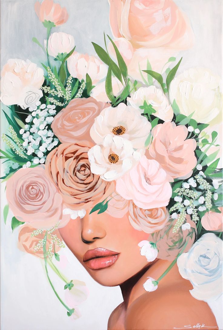 צביעה לפי מספרים - ציור אישה עם כתר פרחים עדין