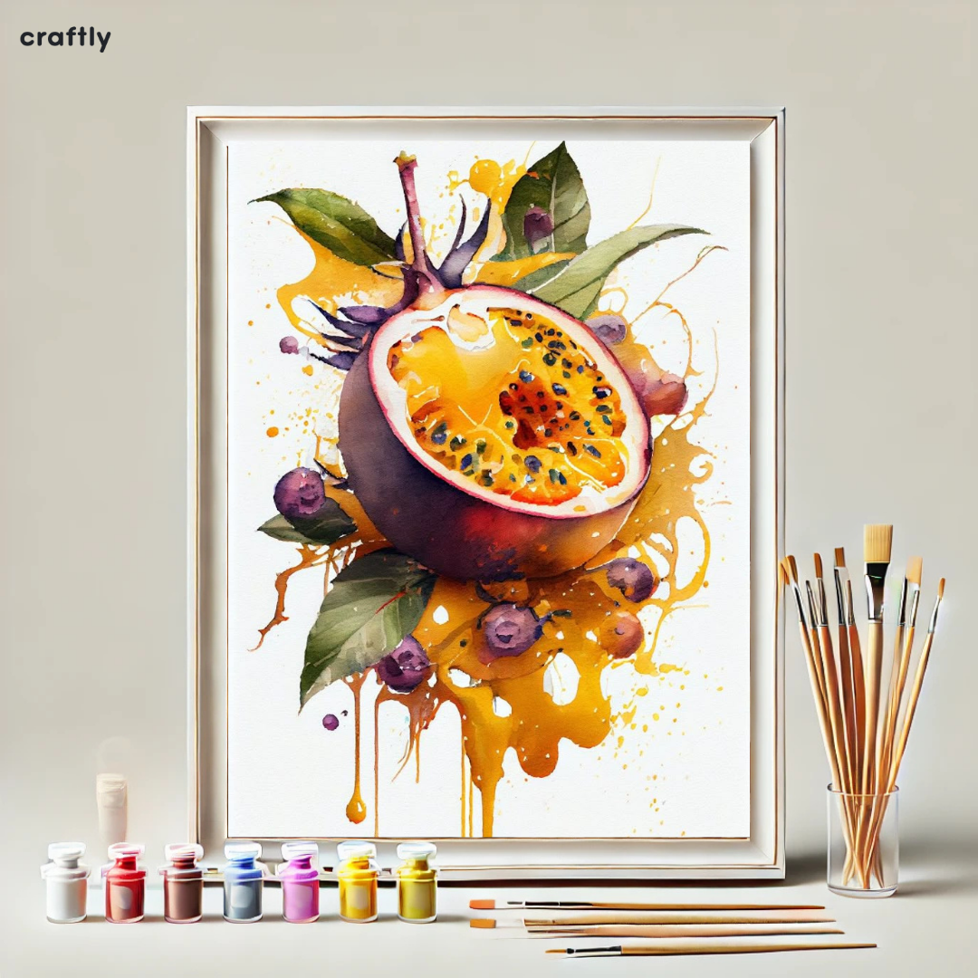 צביעה לפי מספרים - ציור פסיפלורה טרופית