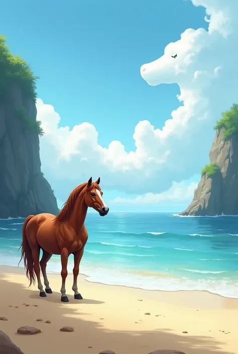 צביעה לפי מספרים - ציור סוס בחוף קסום