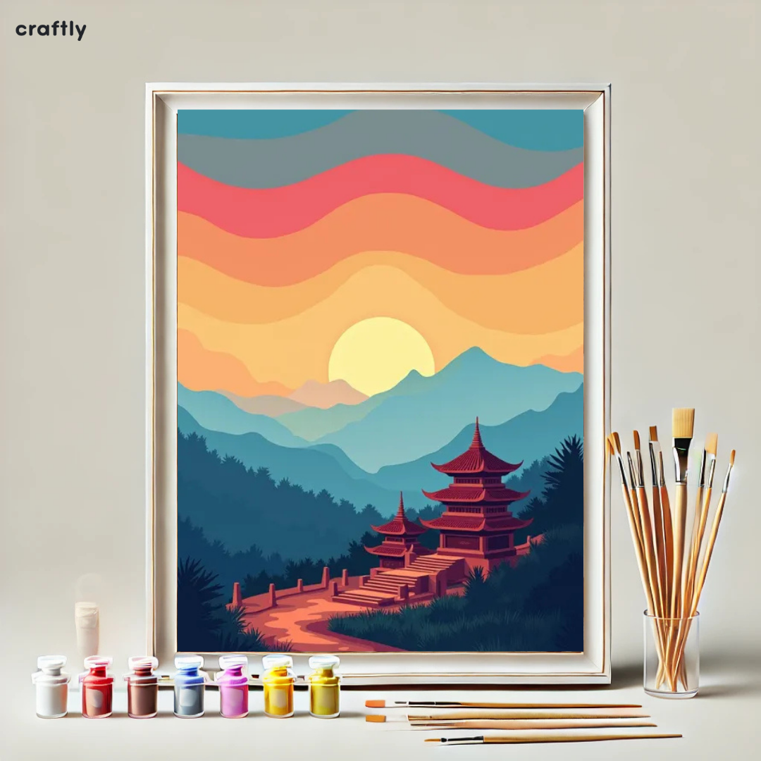 צביעה לפי מספרים - ציור מקדשים באור השקיעה