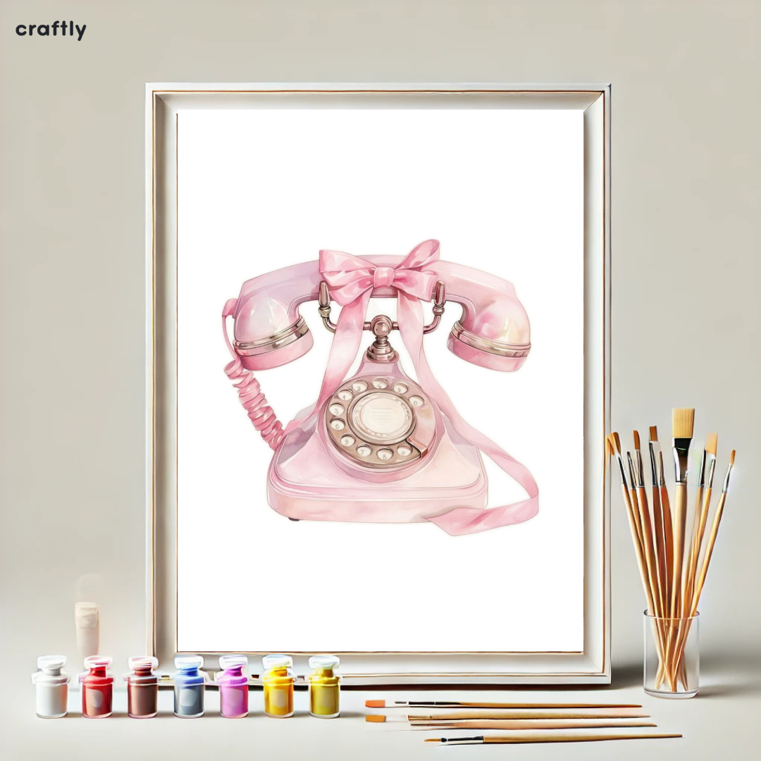 צביעה לפי מספרים - ציור טלפון וינטג' ורוד
