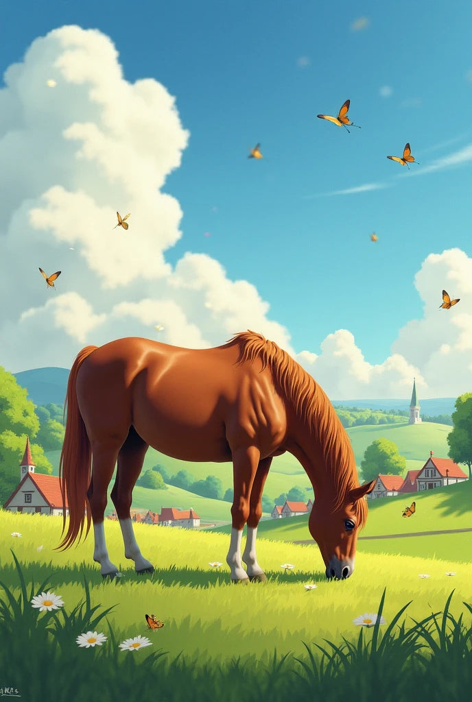 צביעה לפי מספרים - ציור סוס בשדה פרחים