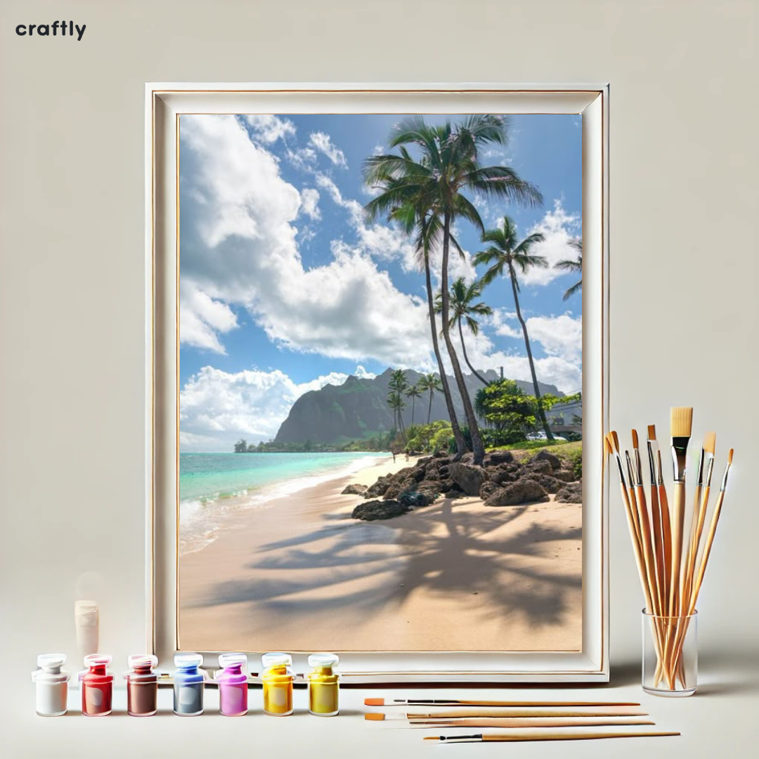 צביעה לפי מספרים - גן עדן טרופי על החוף