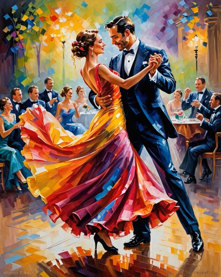 צביעה לפי מספרים - ציור ריקוד זוגי צבעוני