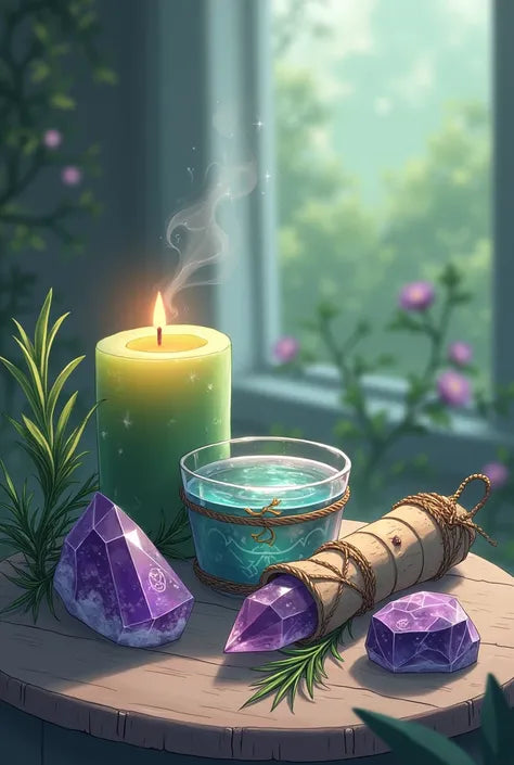 צביעה לפי מספרים – ציור קריסטלים ונר ירוק