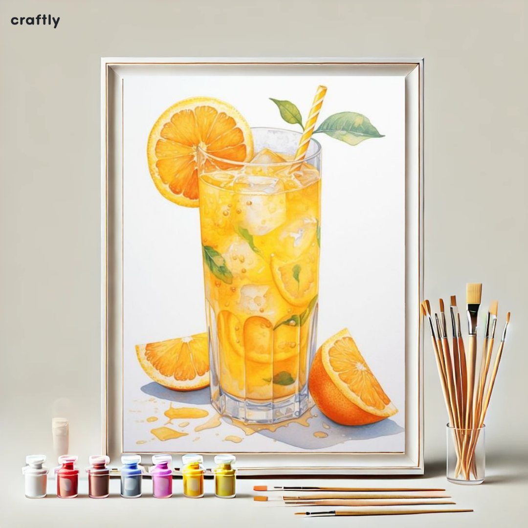 צביעה לפי מספרים - ציור מיץ תפוזים