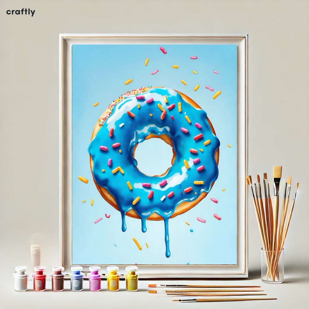 צביעה לפי מספרים - ציור סופגניה עם ציפוי כחול