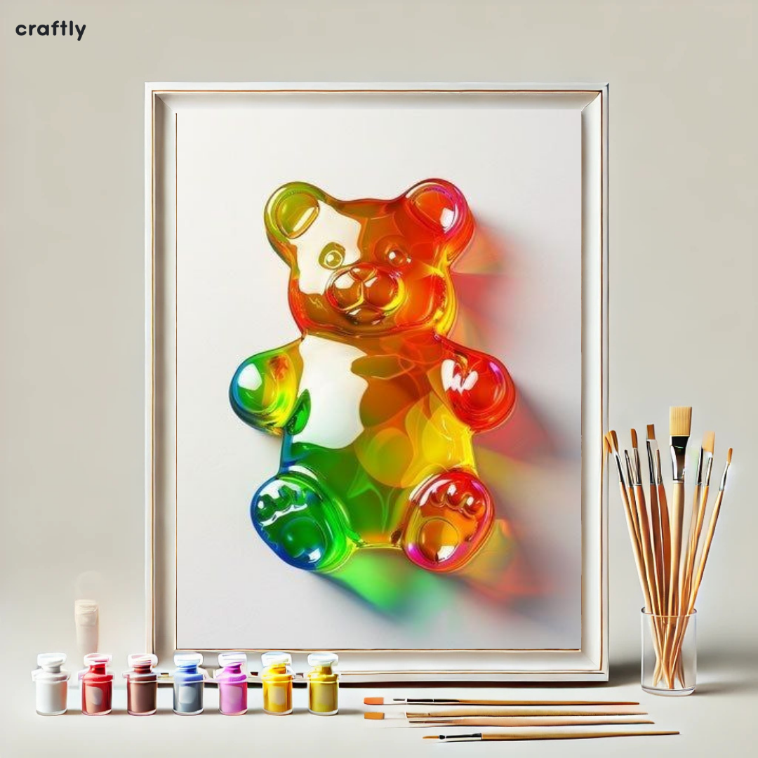 צביעה לפי מספרים - ציור דובון גומי צבעוני