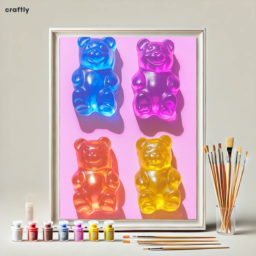 צביעה לפי מספרים - ציור דובוני גומי צבעוניים