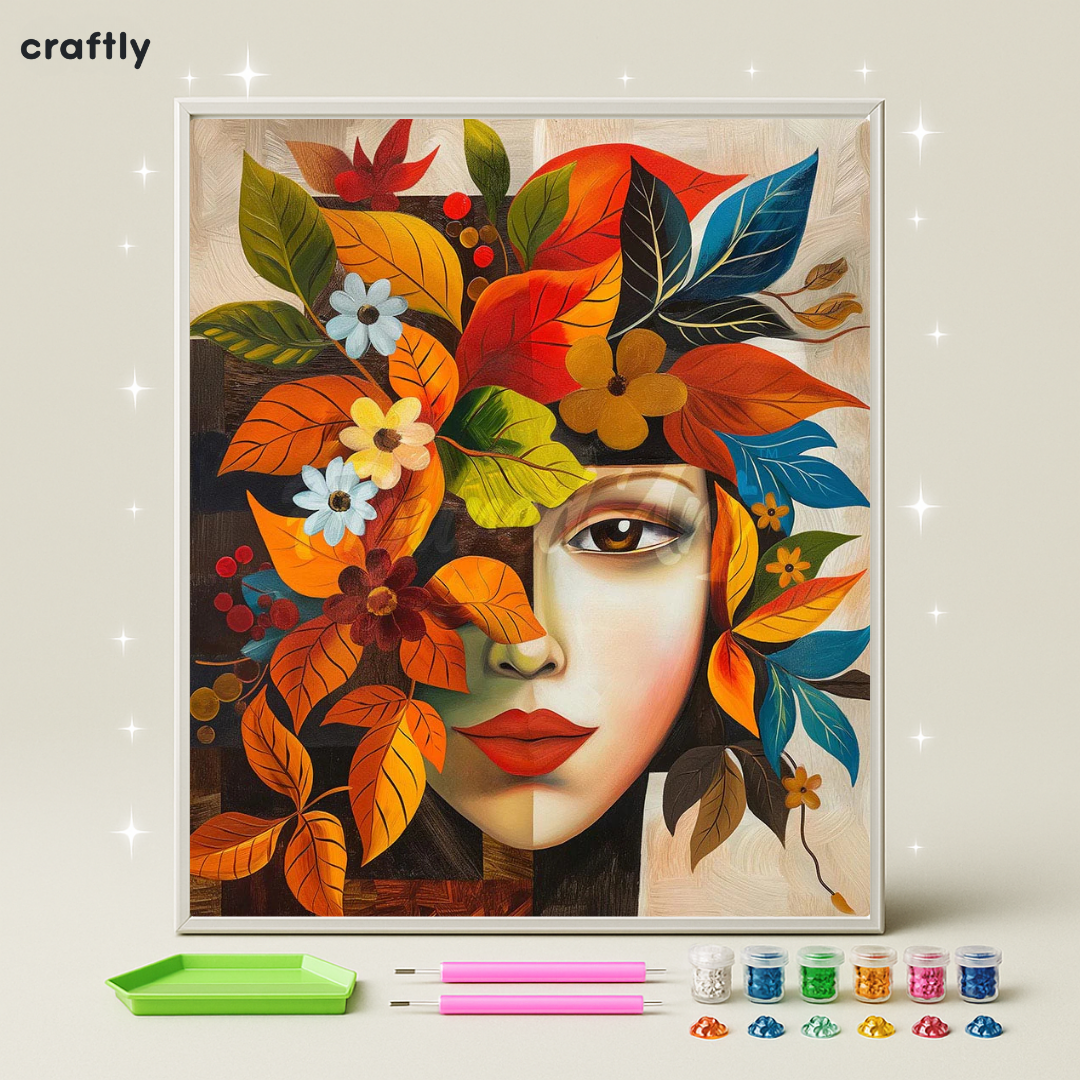 ציור יהלומים - פנים בפריחת שלכת