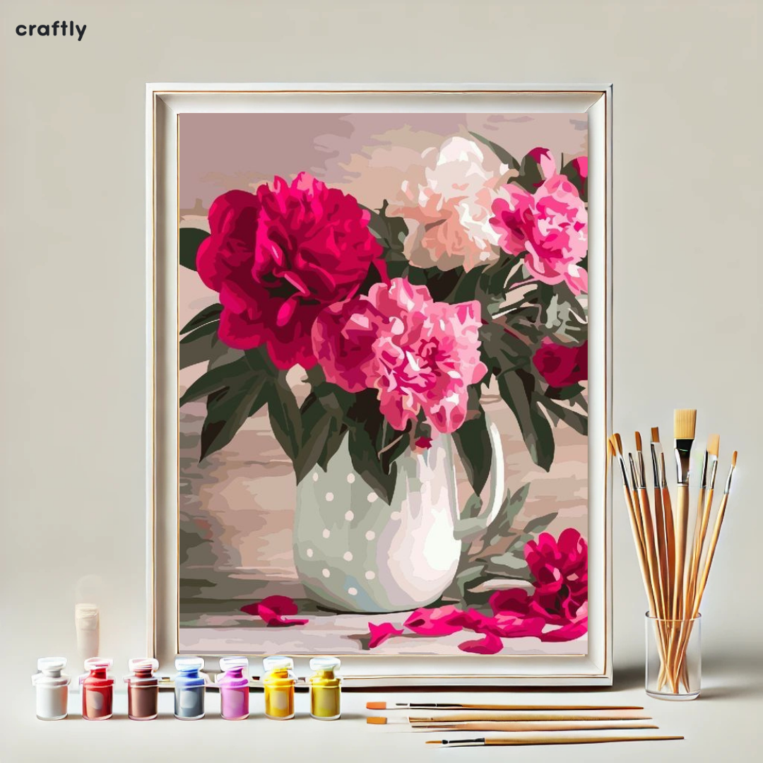 צביעה לפי מספרים - ציור ורדים רומנטיים