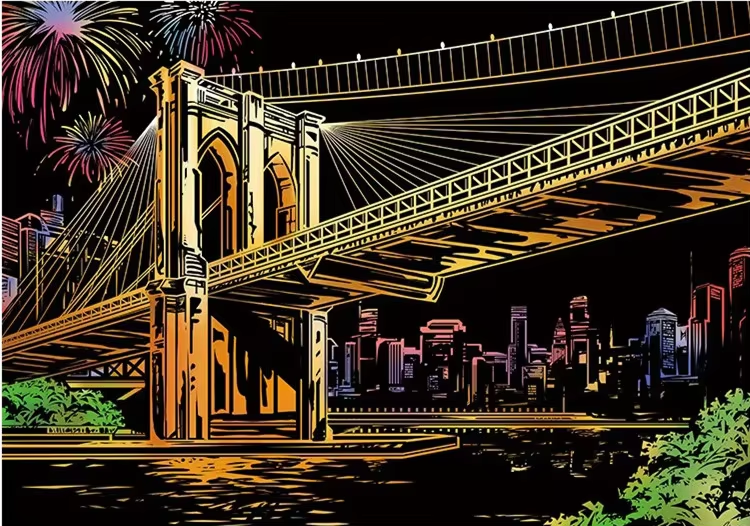 דפי גירוד קסם – גשר ברוקלין וזיקוקים