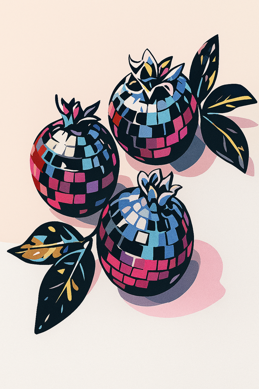 קיט מיני – מארז 6 ציורים פירות דיסקו צבעוניים