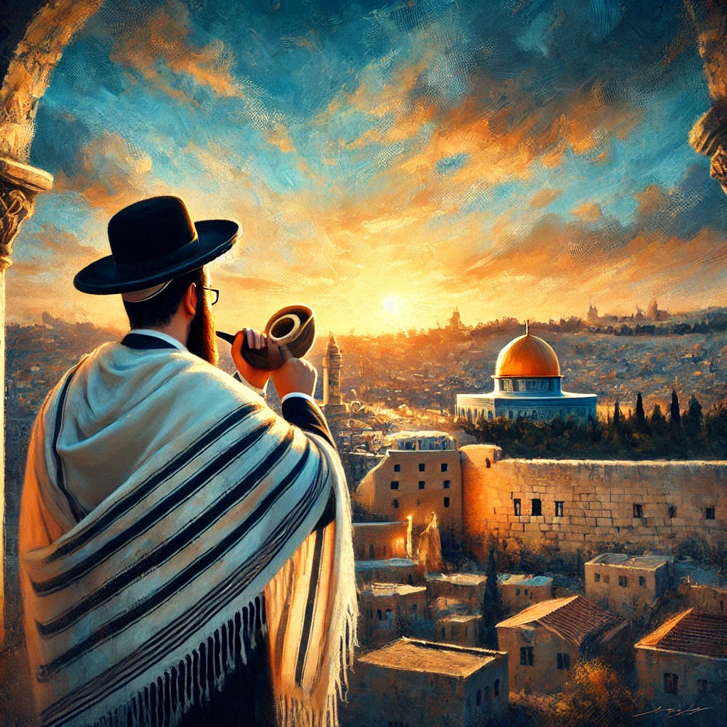 צביעה לפי מספרים - ציור תקיעת שופר בירושלים