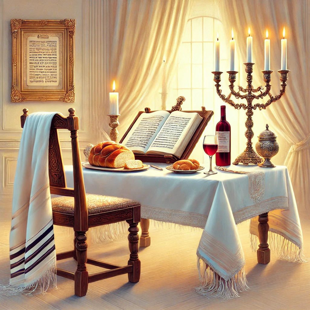 צביעה לפי מספרים - ציור שולחן שבת באור נרות