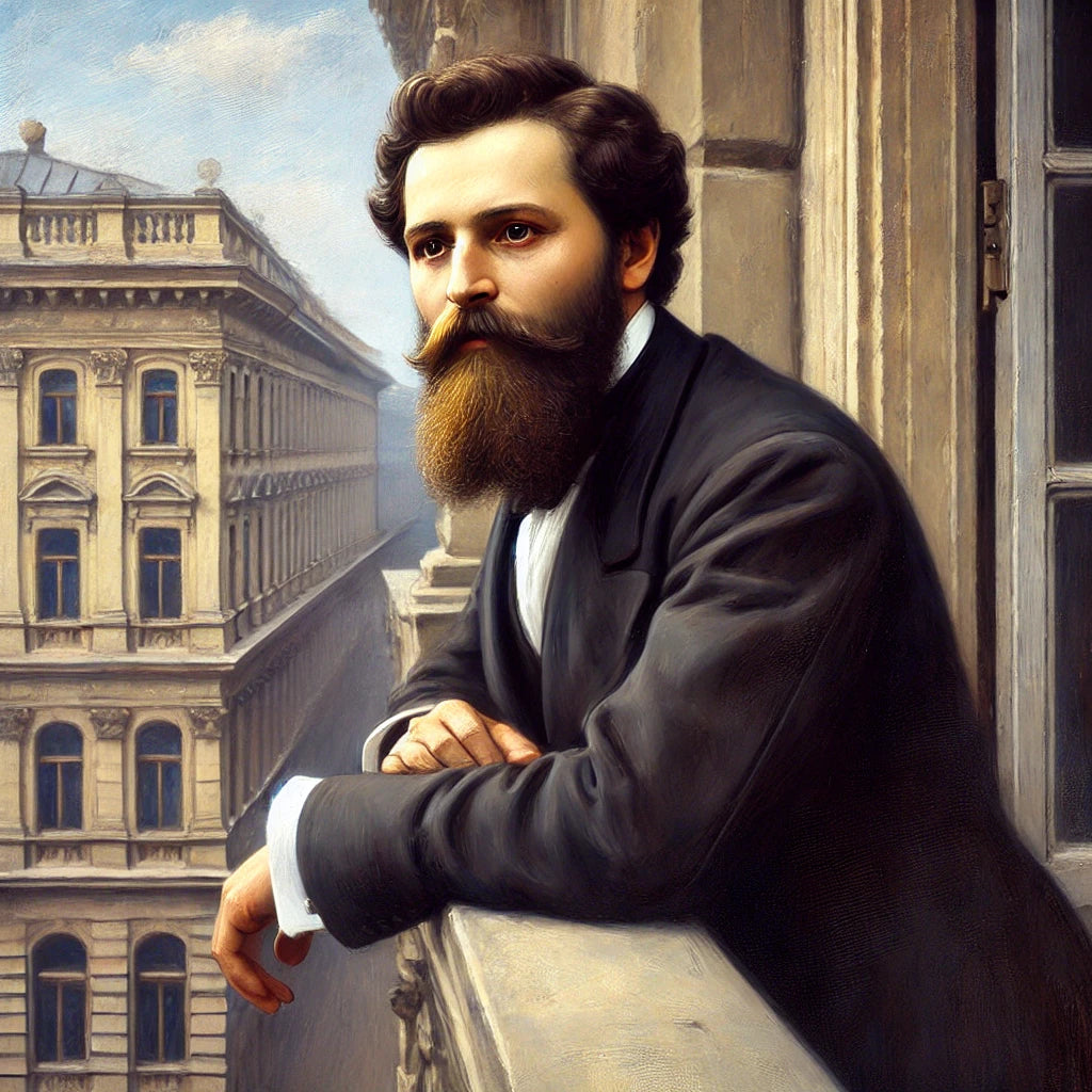 צביעה לפי מספרים - בנימין זאב הרצל במרפסת