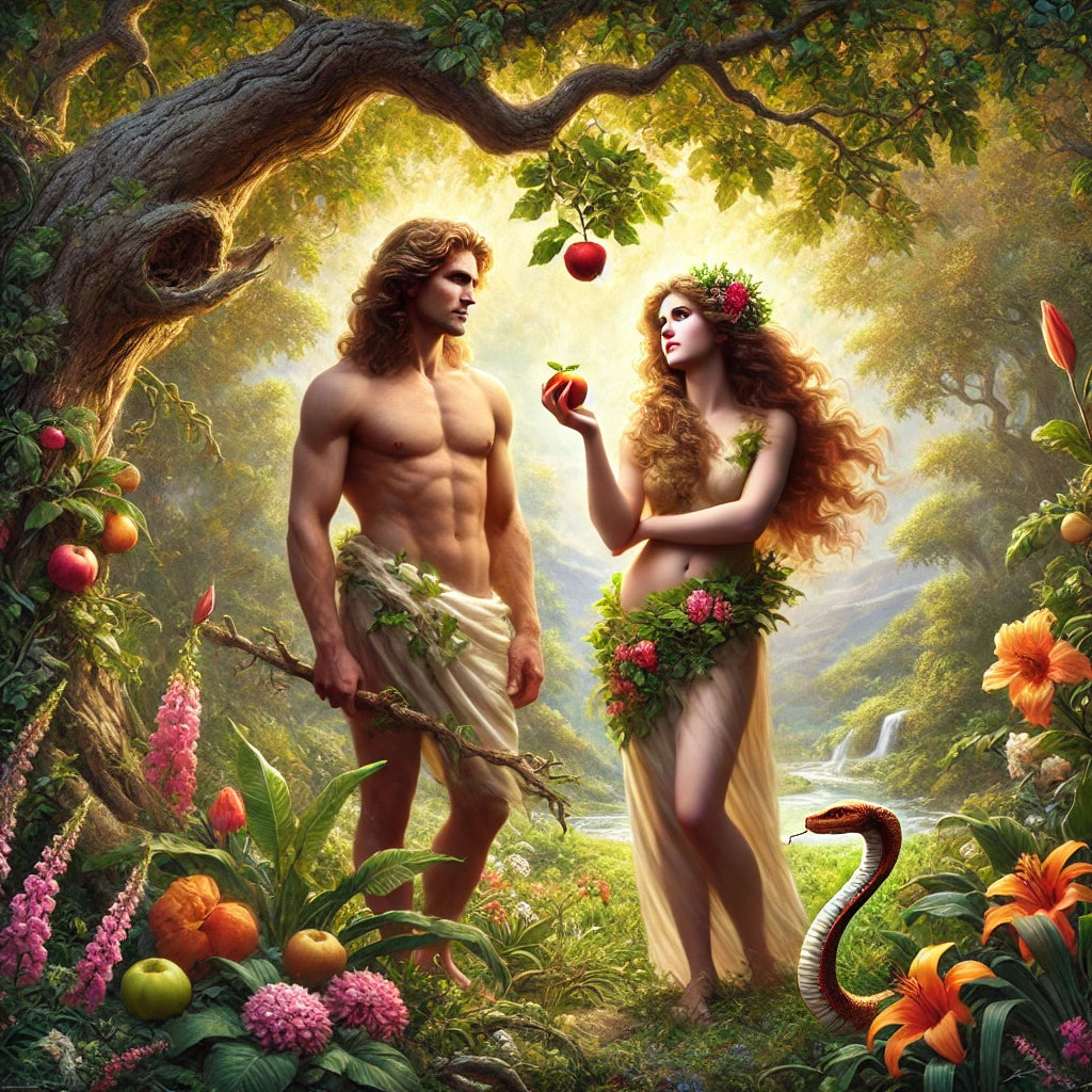 צביעה לפי מספרים - אדם וחווה בגן עדן