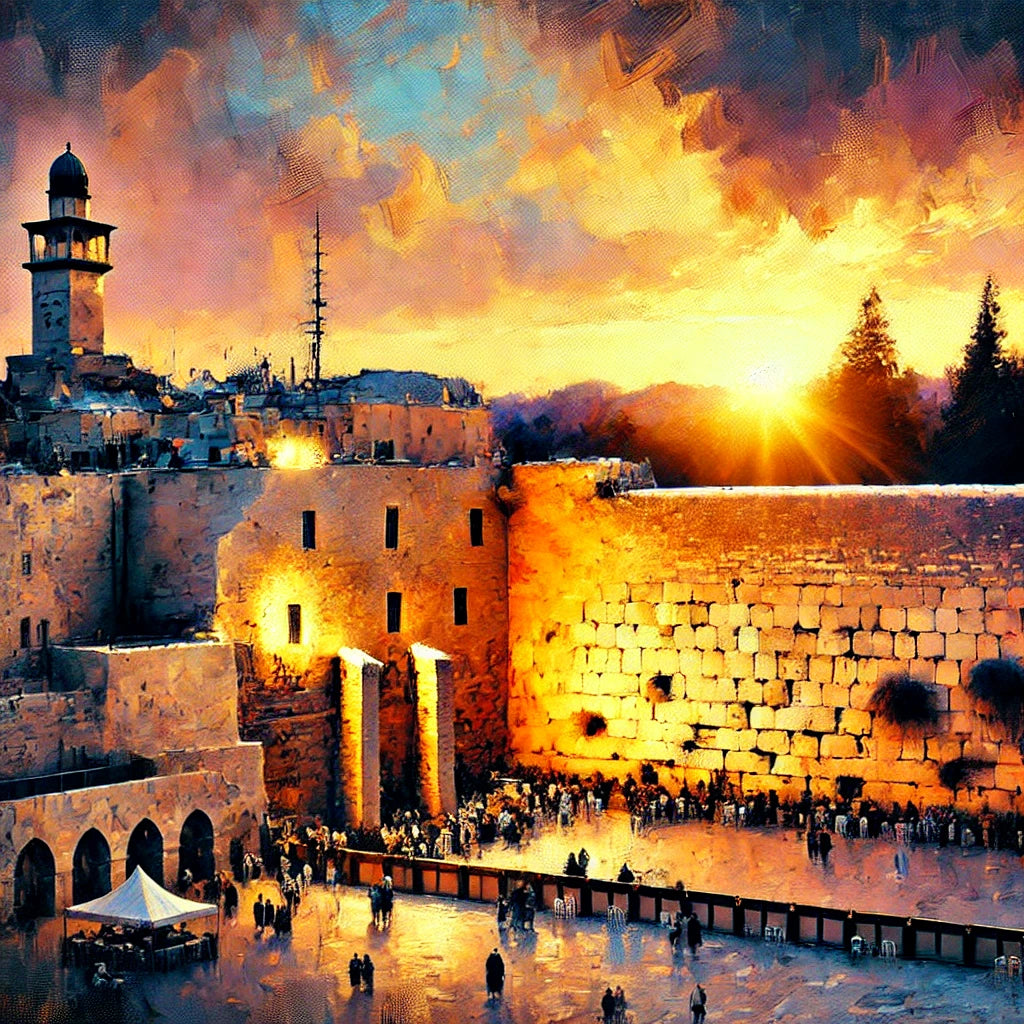 צביעה לפי מספרים - הכותל בשקיעה