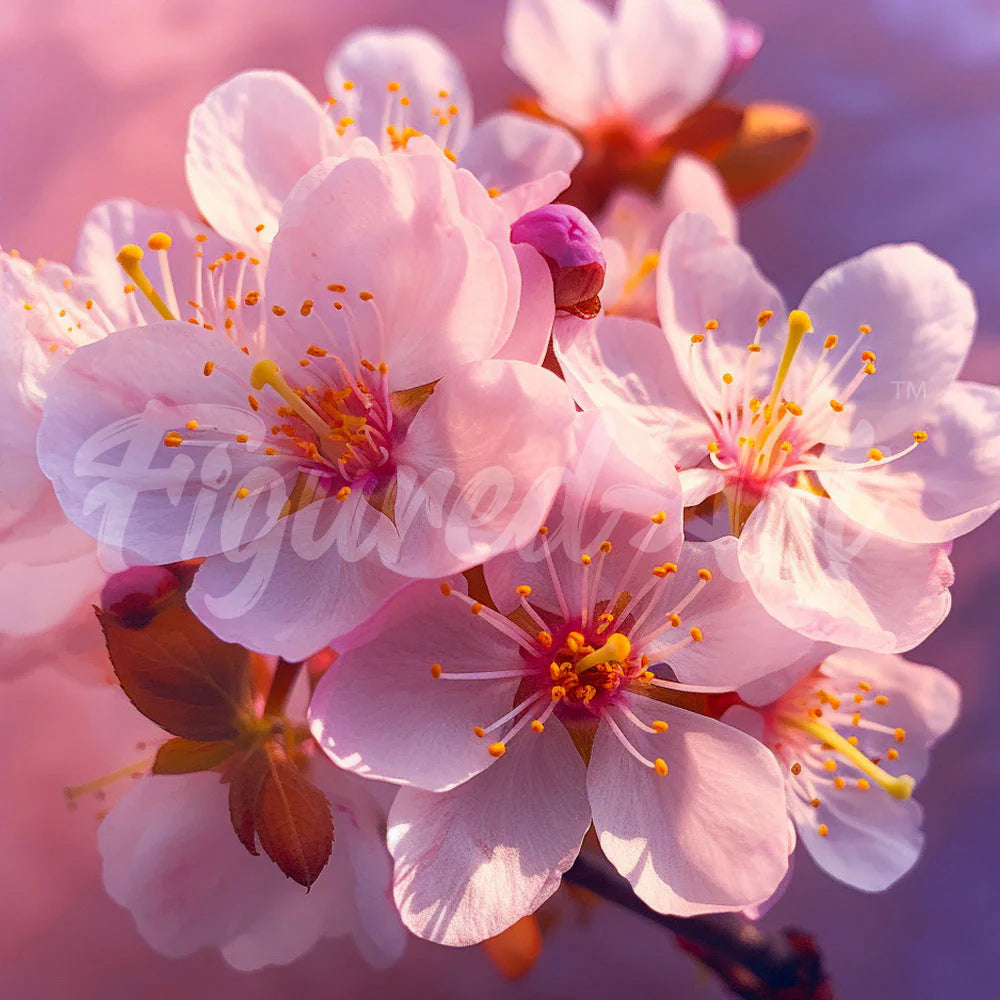 ציור יהלומים - פריחת דובדבן ורודה