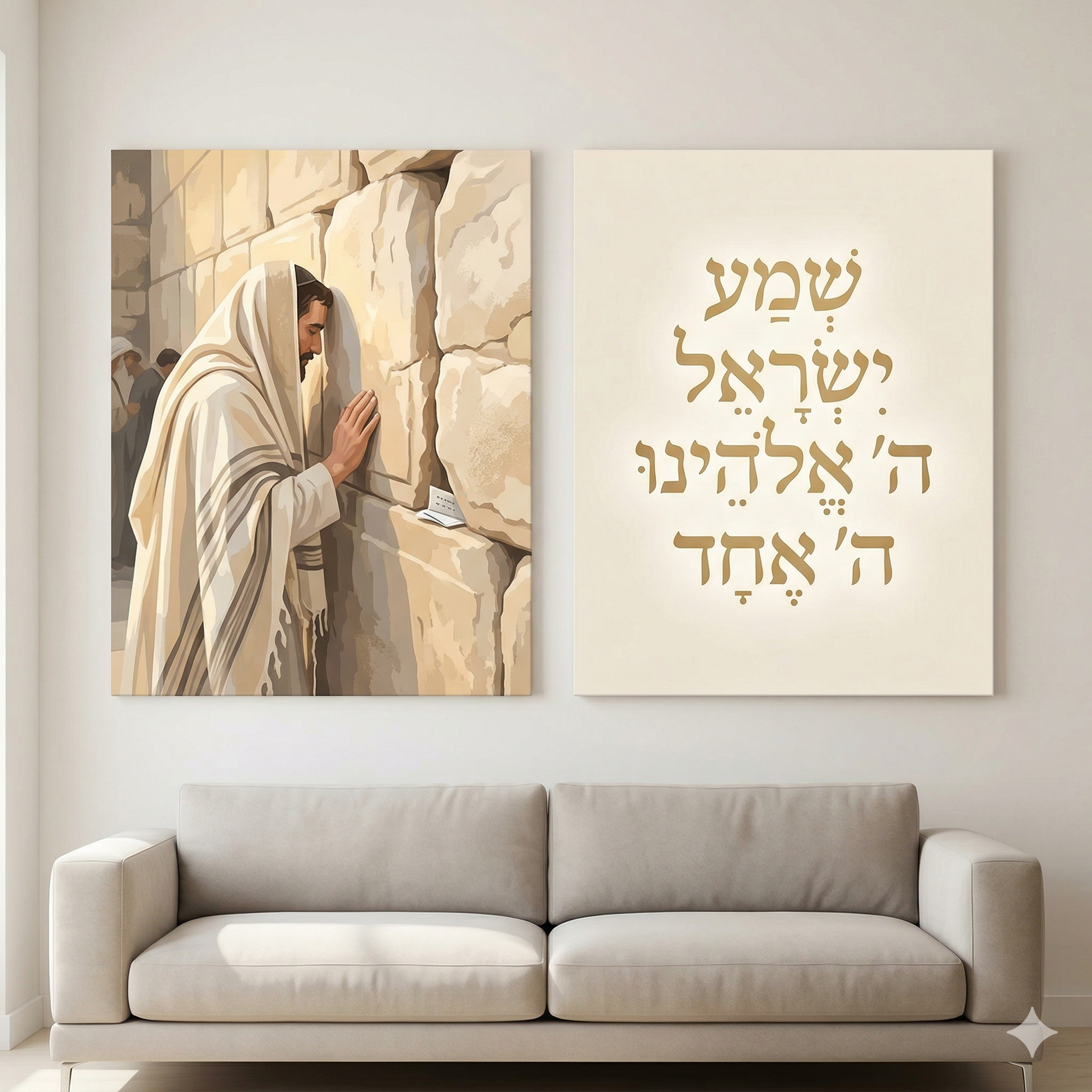 סט 2 קנבסים - תפילה בכותל