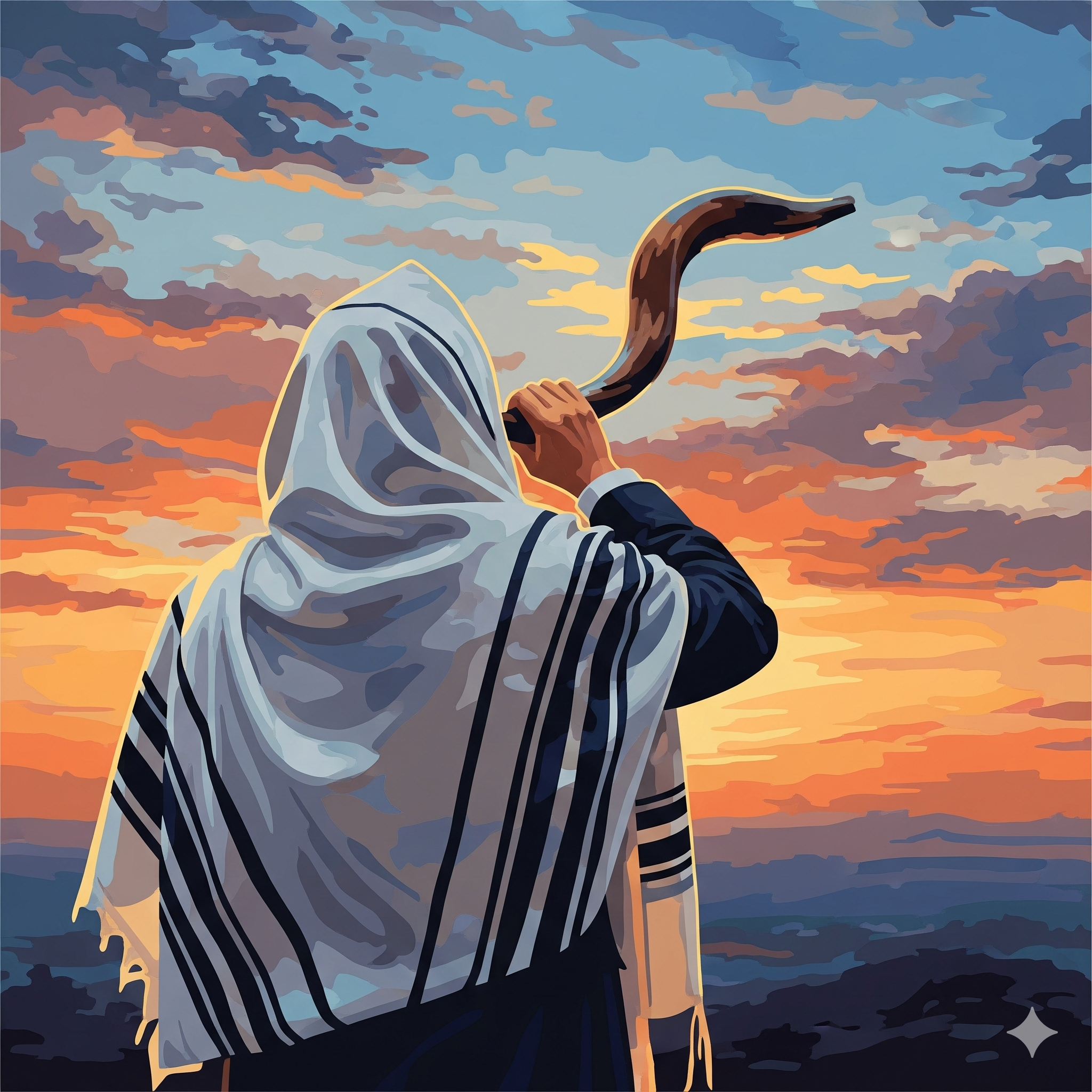 צביעה לפי מספרים – תקיעת שופר בשקיעה