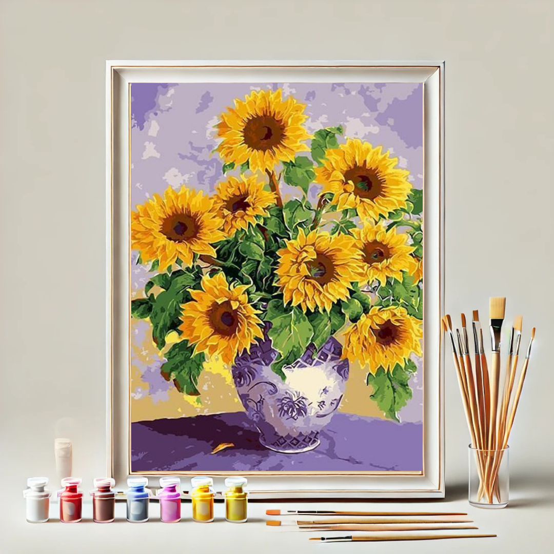 צביעה לפי מספרים - אגרטל חמניות