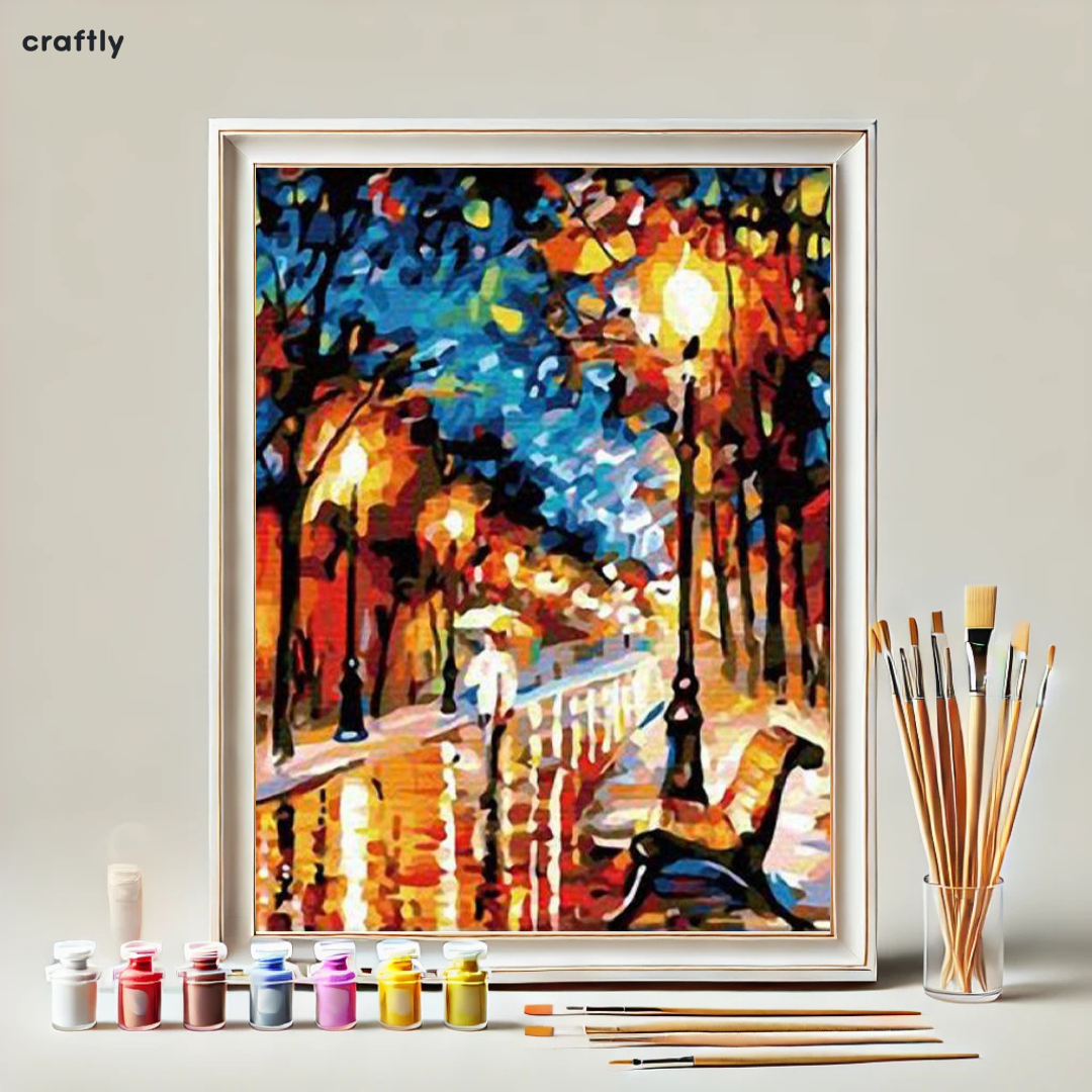 צביעה לפי מספרים - שדרת האורות באווירת לילה קסומה