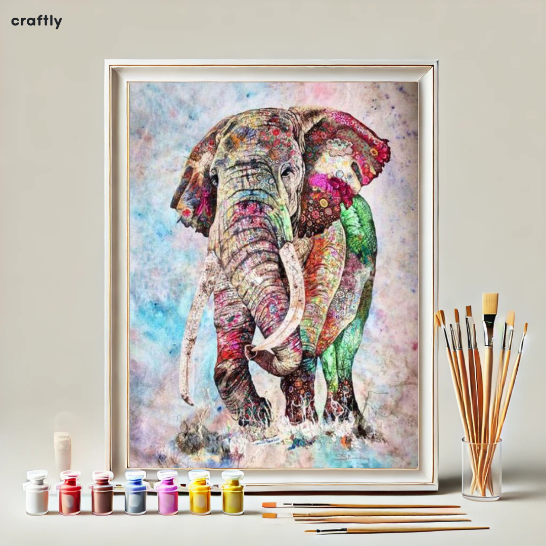 צביעה לפי מספרים - פיל של צבעים