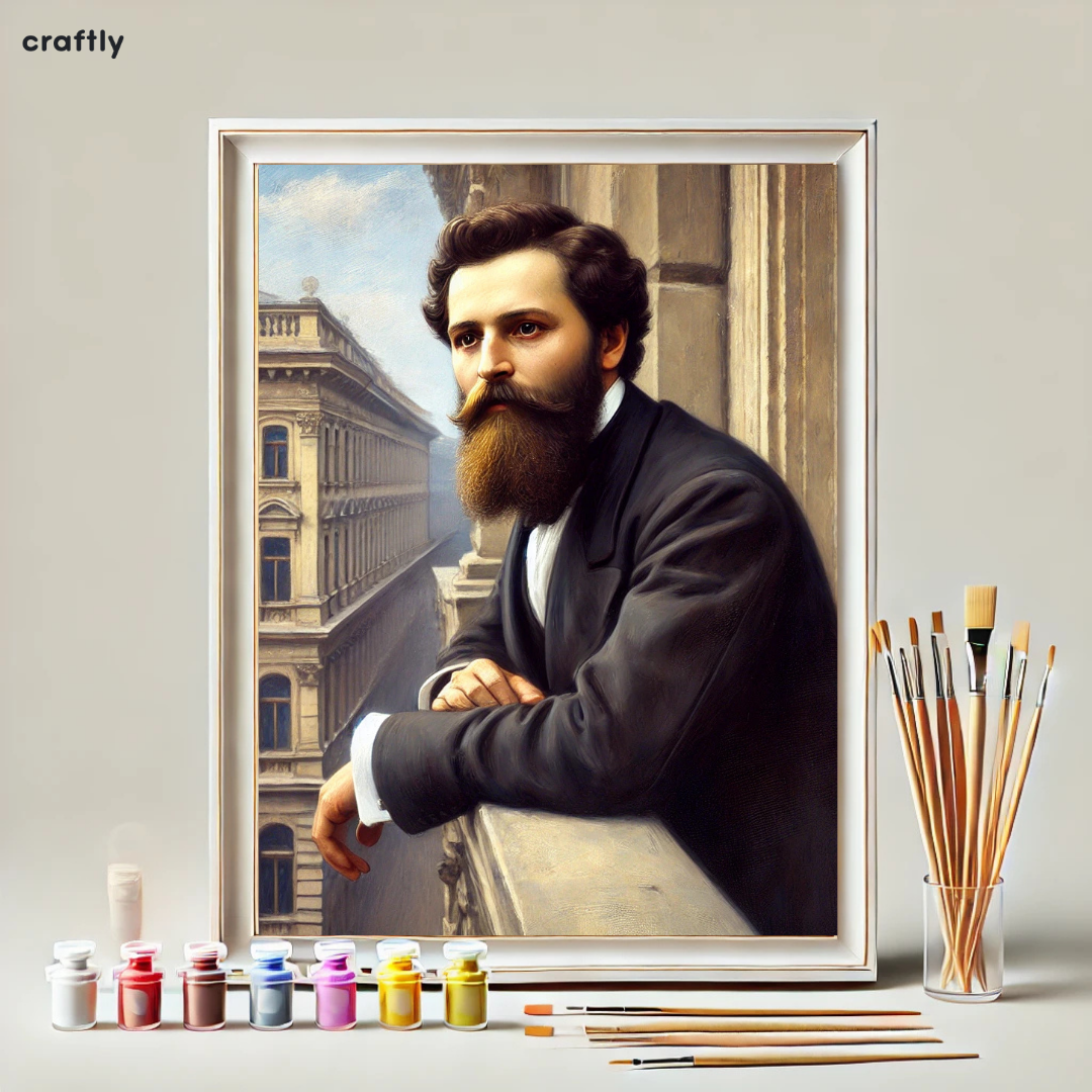 צביעה לפי מספרים - בנימין זאב הרצל במרפסת