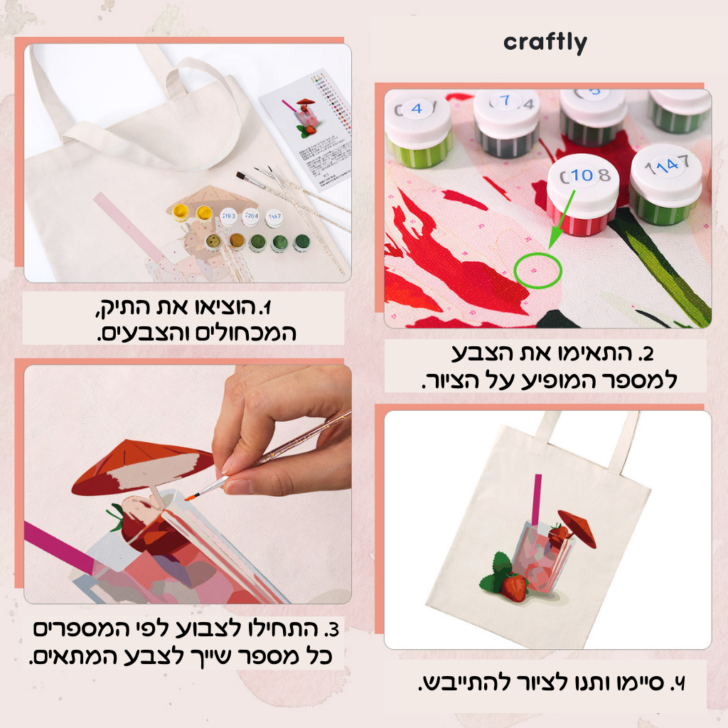 תיק צביעה לפי מספרים – שייק תות קייצי