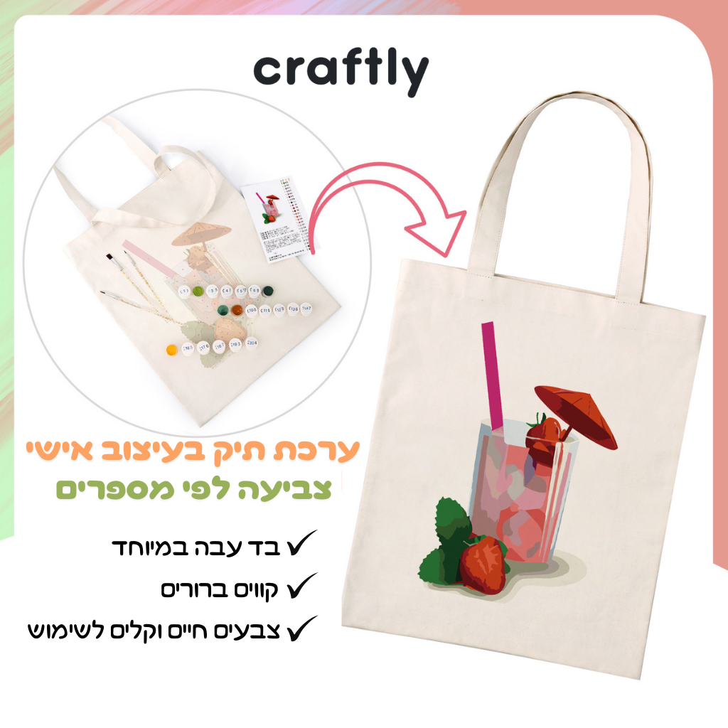 תיק צביעה לפי מספרים – שייק תות קייצי