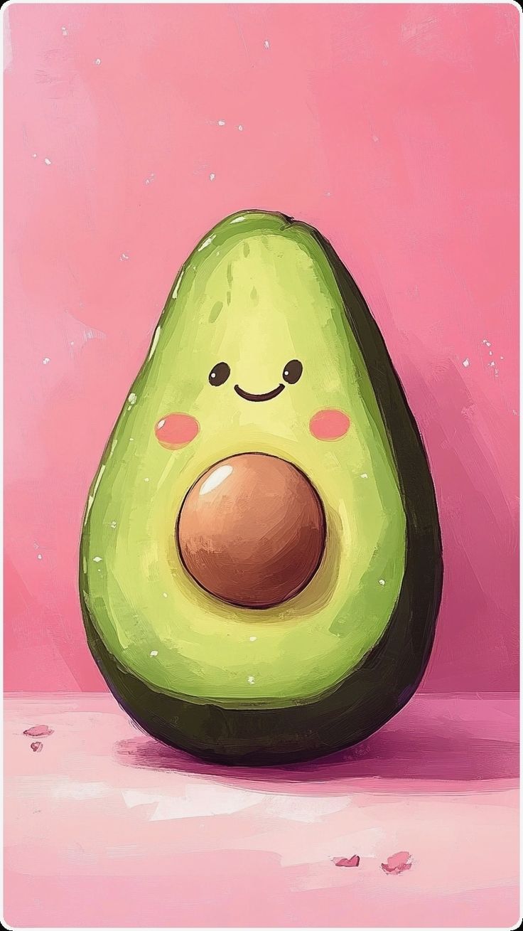 צביעה לפי מספרים - ציור אבוקדו מחייך ברקע ורוד