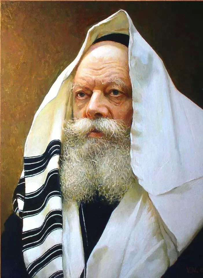 צביעה לפי מספרים - רב עם טלית פורטרט יהודי ריאליסטי