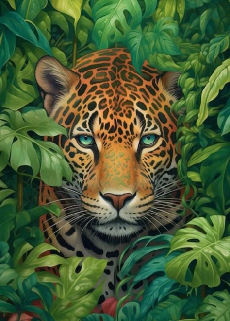 צביעה לפי מספרים – ציור יגואר מסתתר בג׳ונגל ירוק