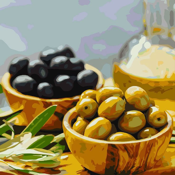 צביעה לפי מספרים - זיתים ים תיכוניים