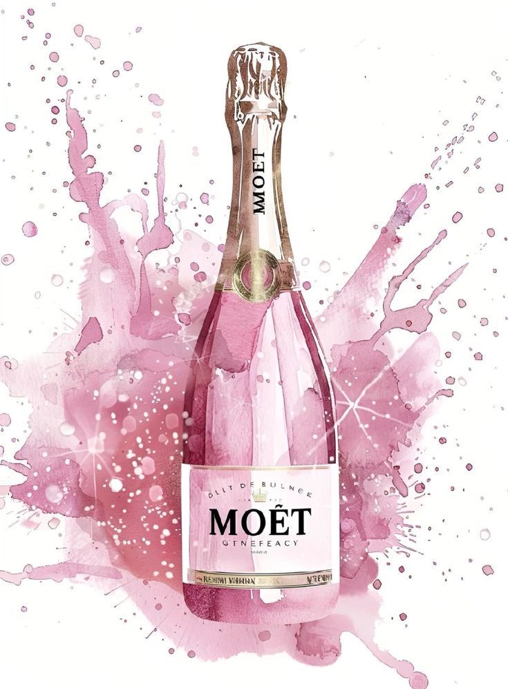 צביעה לפי מספרים - ציור בקבוק שמפניה ורוד