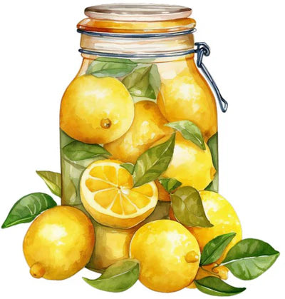 צביעה לפי מספרים - ציור צנצנת לימונים