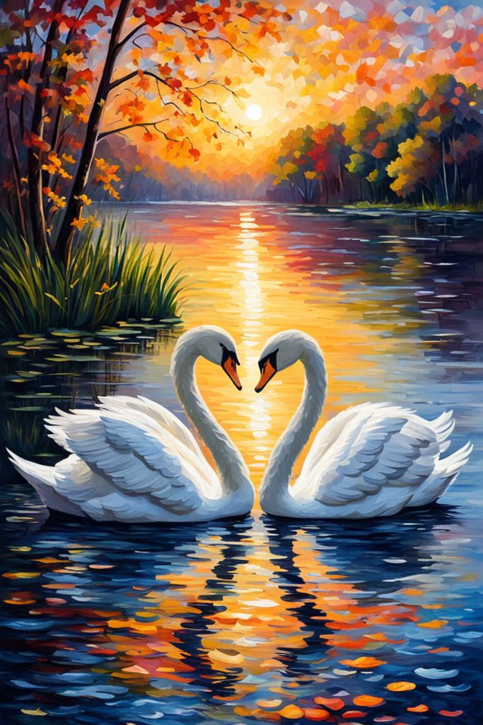 ציור יהלומים - ברבורים באגם