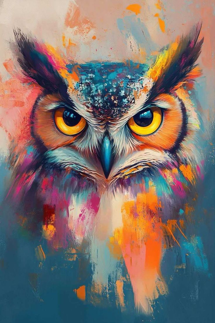 צביעה לפי מספרים - ציור ינשוף צבעוני