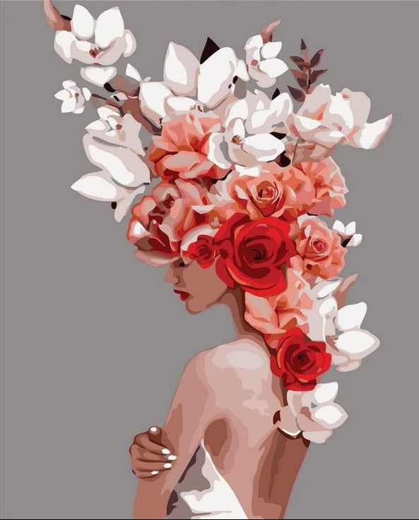 צביעה לפי מספרים - ציור פריחה עדינה