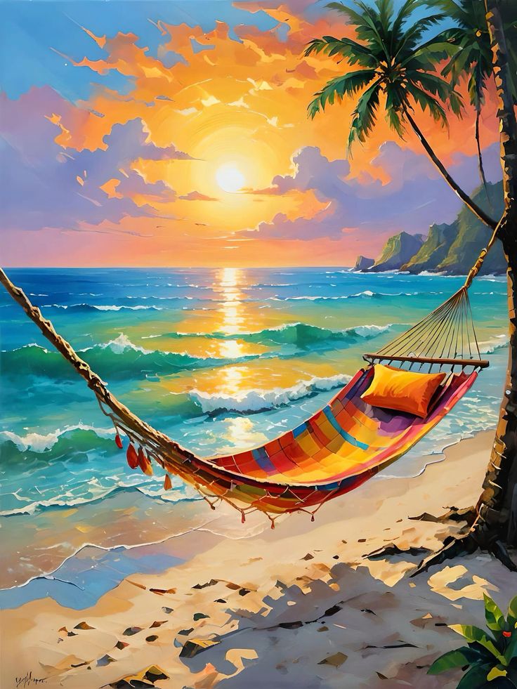 צביעה לפי מספרים – ציור ערסל טרופי מול שקיעה בים