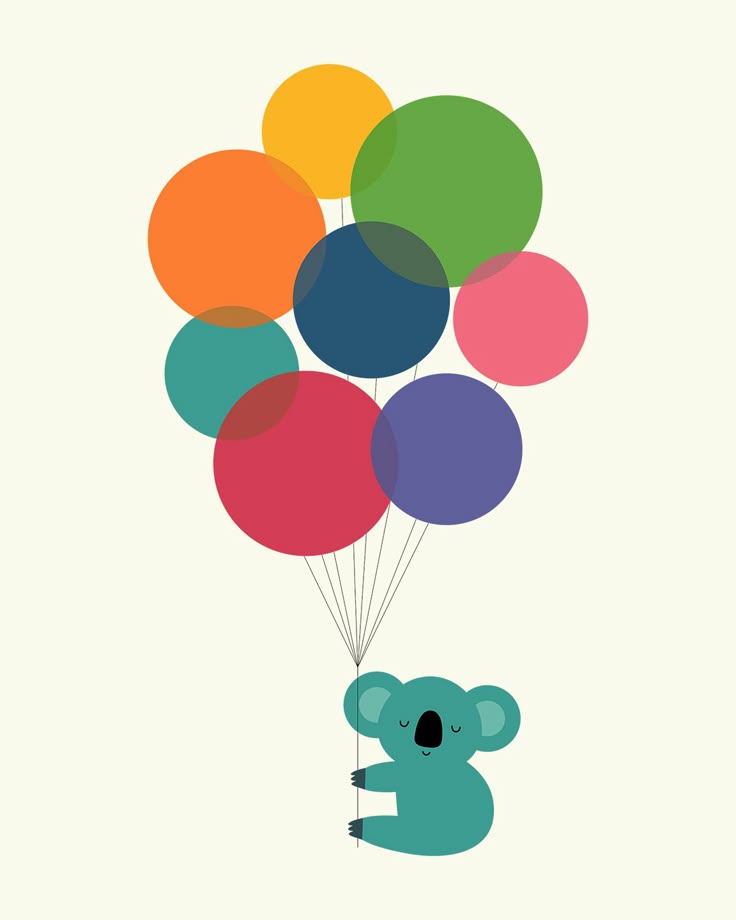 צביעה לפי מספרים - קואלה עם בלונים