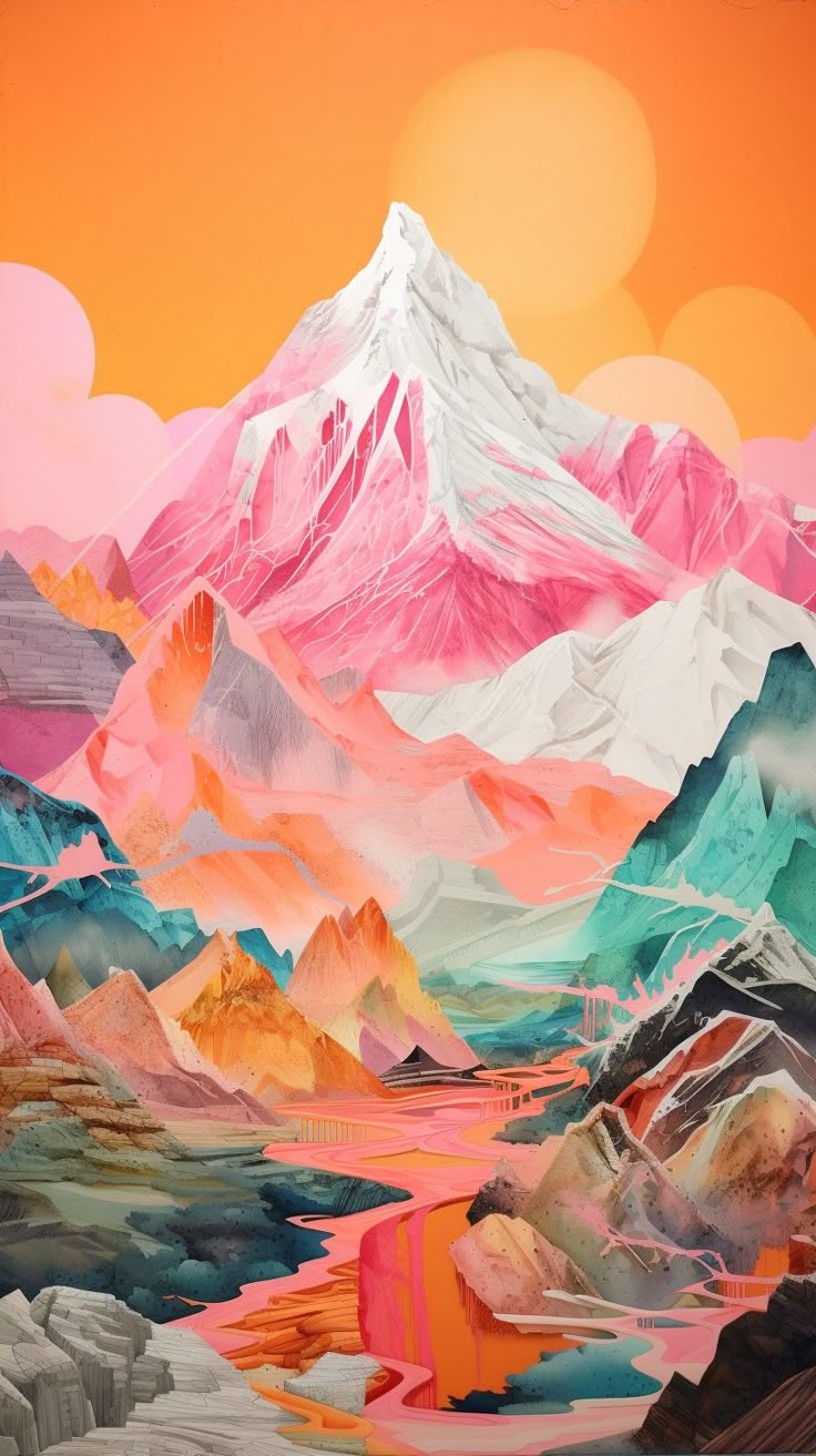 צביעה לפי מספרים - ציור של הרים וקרח