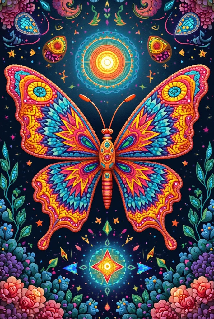 ציור יהלומים - פרפר זוהר